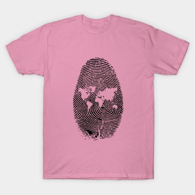 T-Shirt Damen Welt Fingerabdruck Harajuku Print Kawaii T-Shirt Sommer Kurzarm Damen T-Shirt Top Tee
