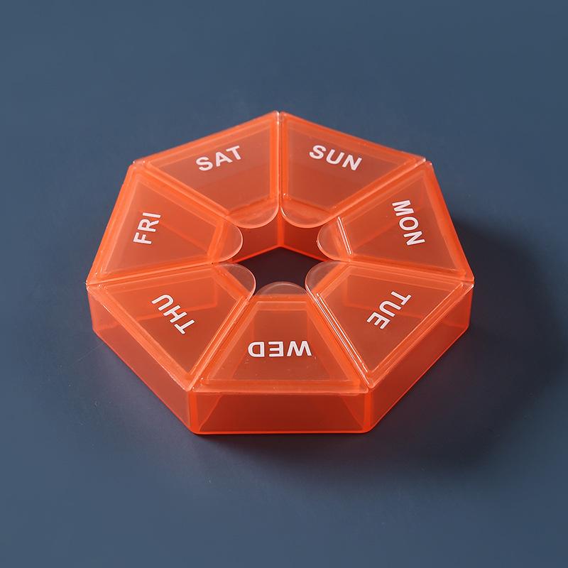 Portable Pill Case Plastic 7Days Tablet Vitamin Small Pill Box 1Week Grid Plastic Box Color Transparent Pill Box Storage Tablet