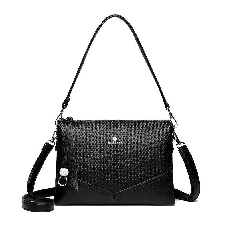 Женская кожаная сумка через плечо в высококлассном стиле, Стильная сумка-кроссбоди, Сумка для мамы чёрный