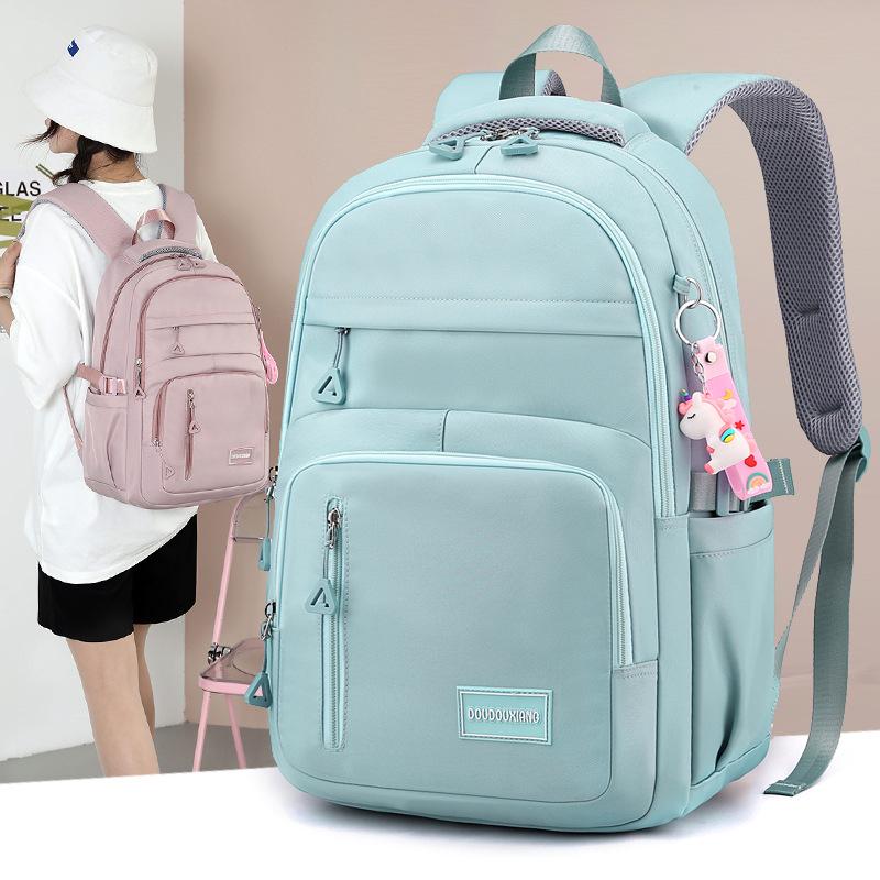Korean Style Large Nylon School Backpack for Girls – Fashionable, Simple Design for Primary and Junior High School Students