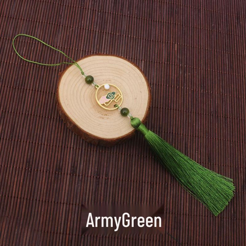 Colorful Clouds Chasing the Moon Tassel Pendant for Hanfu Qipao - 12CM Fan Lantern Jade Lapel Accessory