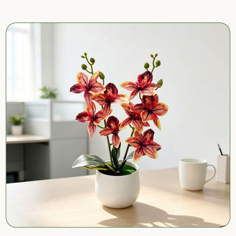 Silk Petals Simulation Cymbidium Bonsai Multicolor Simulated Orchid Plant Office Hotel