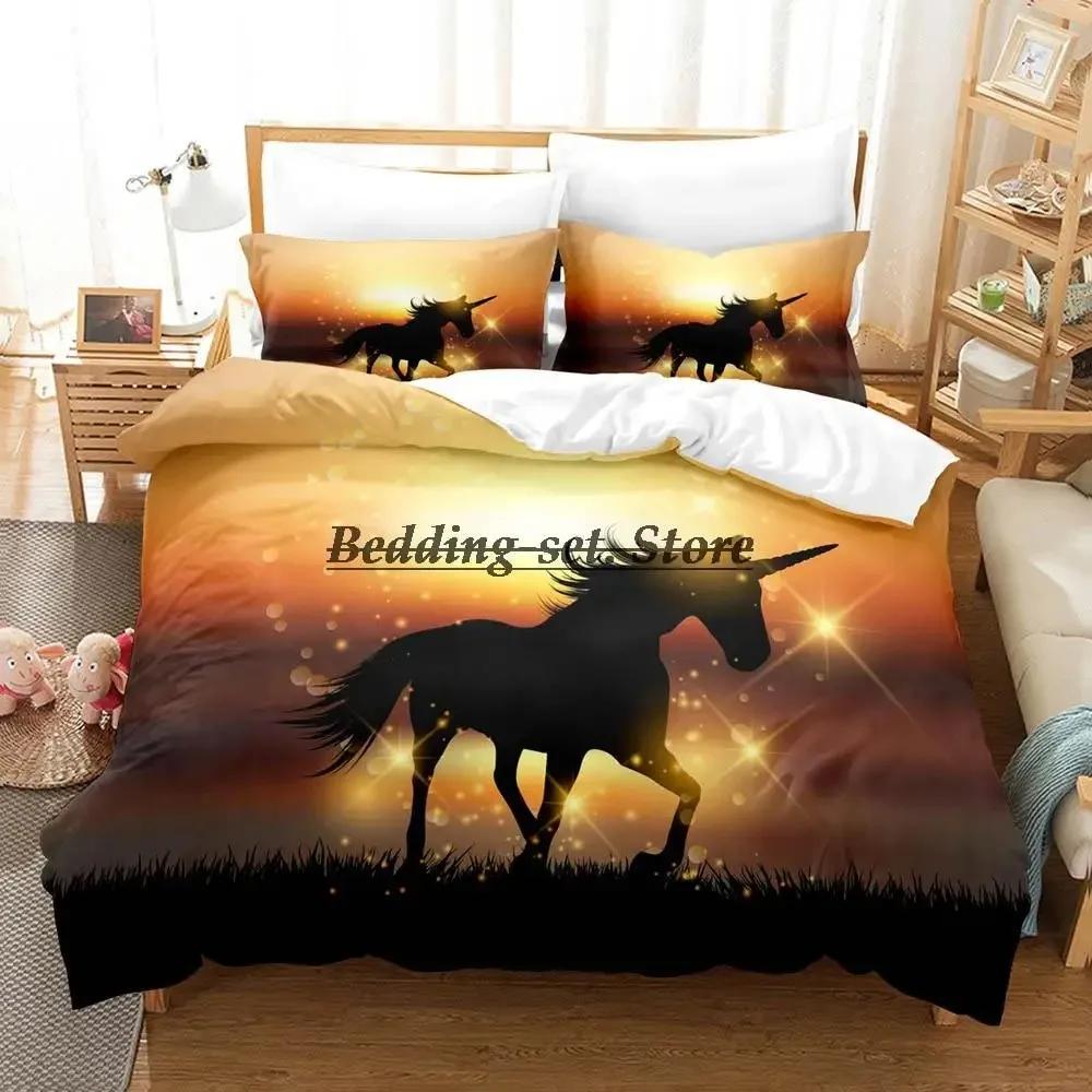 Regenbogen Pferd Einzelhorn Bettwäsche Set Einzel Twin Full Queen King Size Bett Set Aldult Kid Schlafzimmer Duvetcover Sets Bettlaken Set