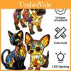 Cat Dog Resin Art Piece Usb Powered Night Light For Bedroom And Study