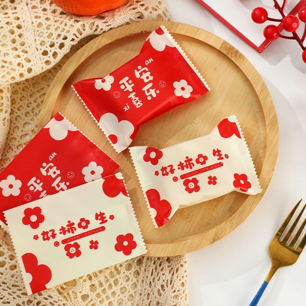 100pcs Handmade Snowflake Crisp Packaging Bag Transparent New Year Sealing Bag Snack