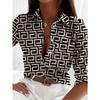Women's Full-Body Print Long-Sleeve Elegant Minimalist Shirt