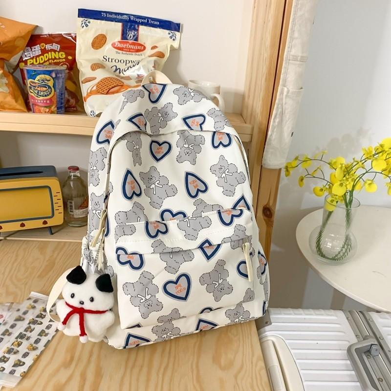 

Fashionable Backpack For Middle School Girls High School Girls College Girls Cute Bear Design Water Resistant Nylon Lining хаки
