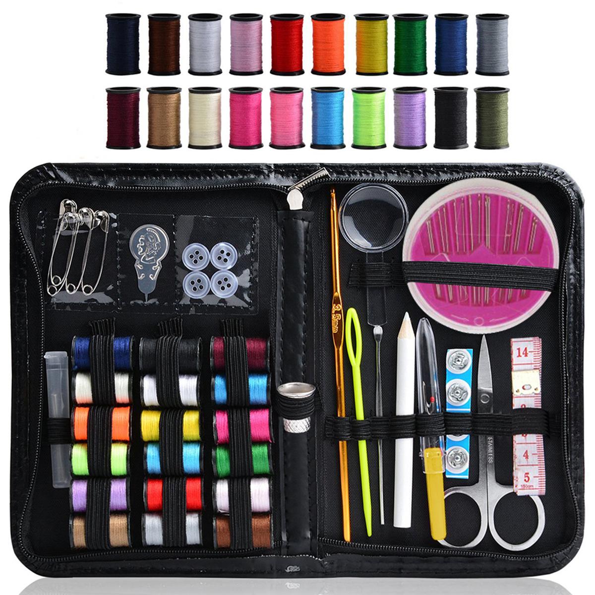 58Pcs Sewing Needle Thread Kit with Case Portable Hand Sewing Supplies Complete DIY Mini Sewing Kit for Adults Beginner чёрный