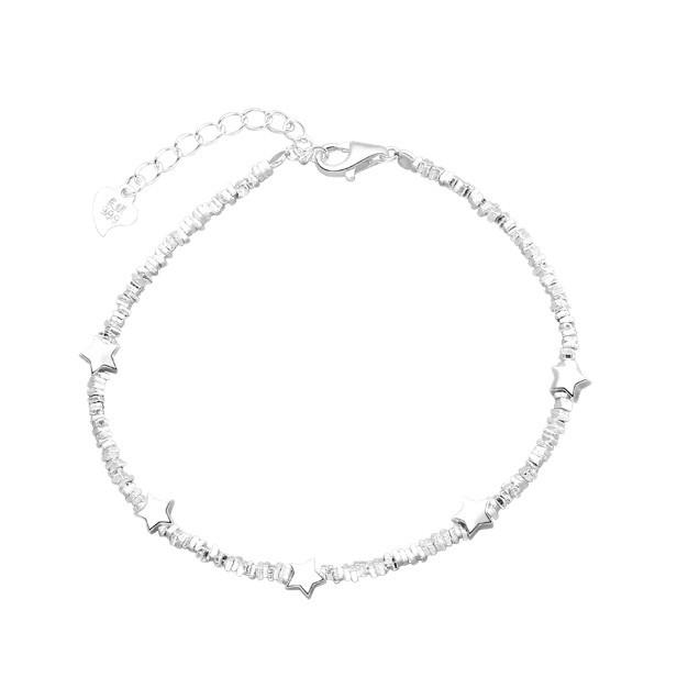 Exquisite Women's Layered Silver Star Bracelet - 999 Sterling Sparkling Niche Design