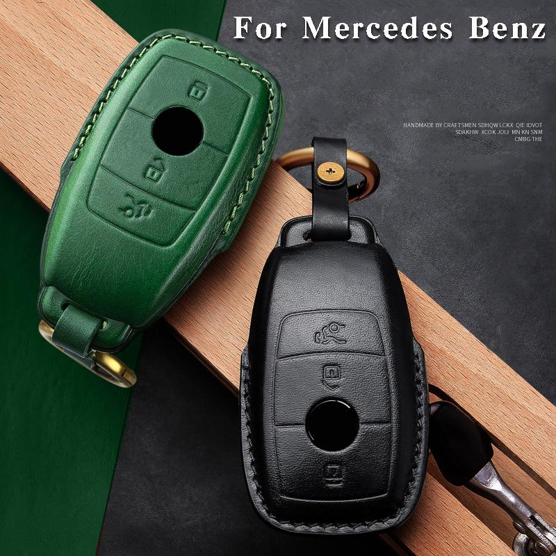 For Mercedes Benz A B R G Class GLK GLA E200 E200L W176 3 Buttons Remote Key Top Layer Leather Car Key Cover Case