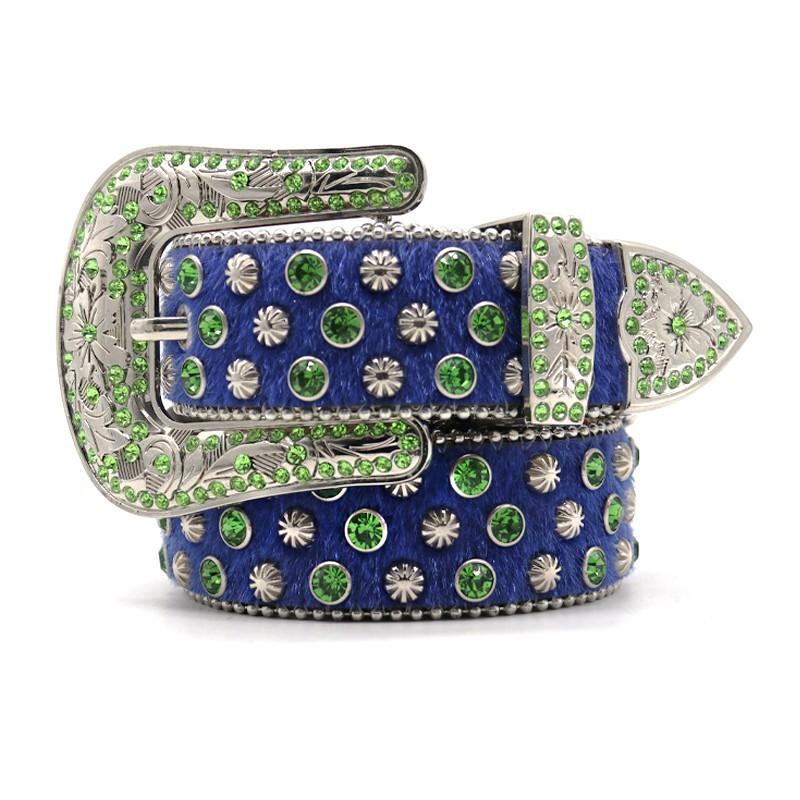 Blue Plush Women s Belt Western Luxury Crystal Rhinestone Belt Inlaid With Full Diamond Rivet Alloy Custom Rhinestone Belt