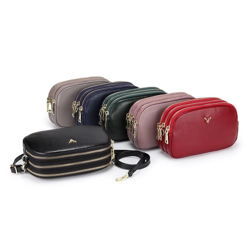 2025 Women's Soft Leather Three-Layer Shoulder Crossbody Bag - New Fashion Style for Mothers
