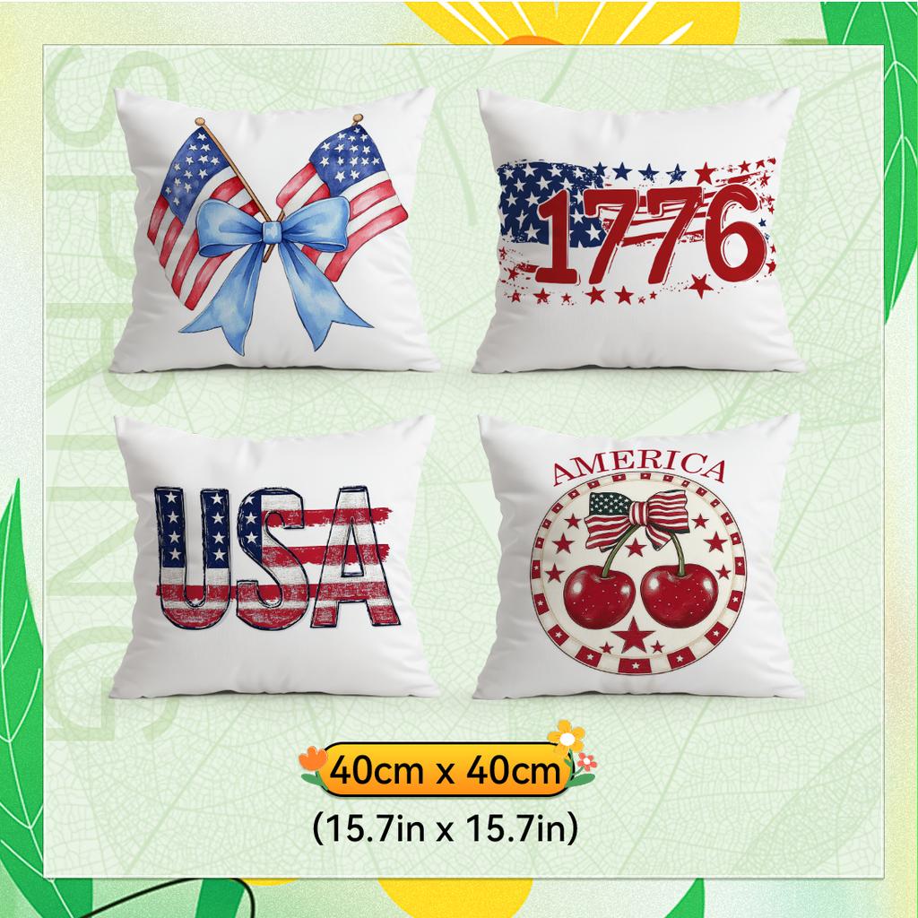 4pcs/set Independence Day Cushions Pillowcase Polyester Cushion Cover Throw Pillow Pillowcover Home Car Sofa Decor
