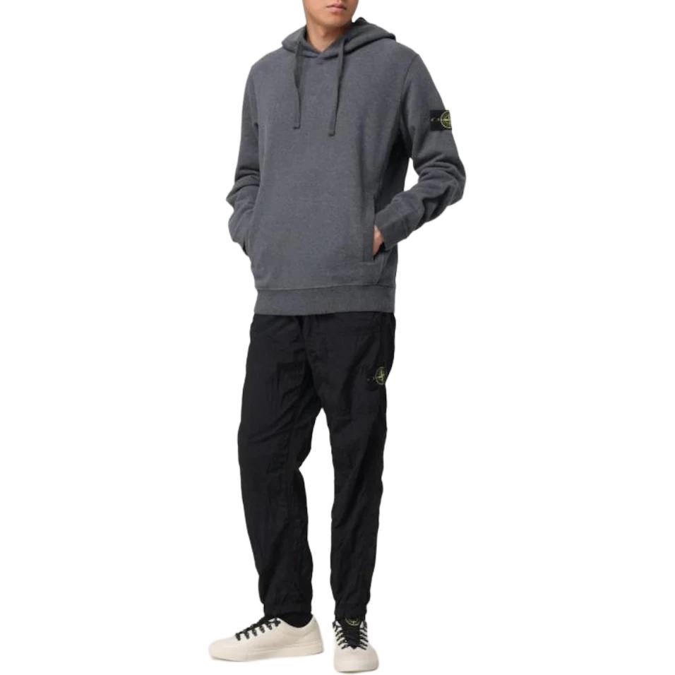 STONE ISLAND Solid Color Hooded Logo Print Long Sleeve Sweatshirt Men Sweatshirt Gray 811560820-V0M67