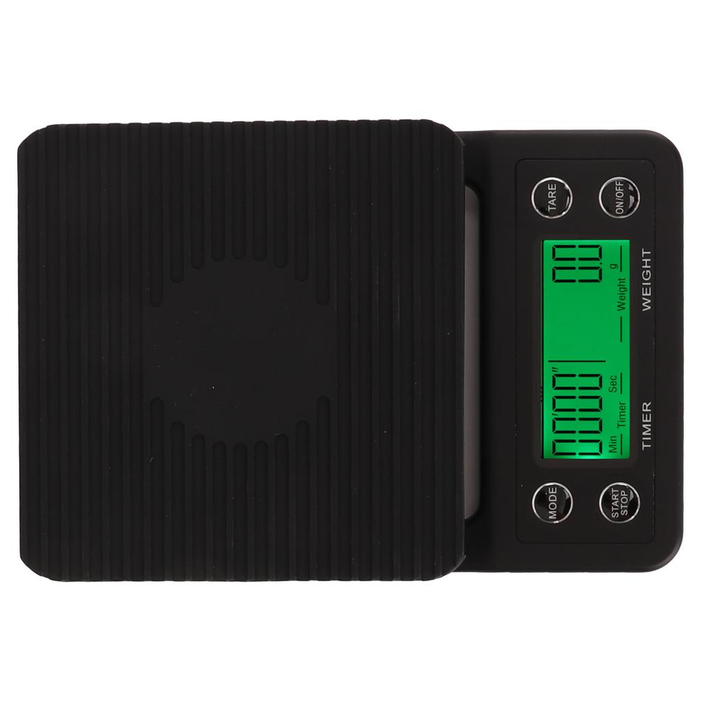 Coffee Scale Timing Multi Units 0.1g Accuracy Portable Electronic Scale with Insulation Pad for Kitchen Outdoor Black