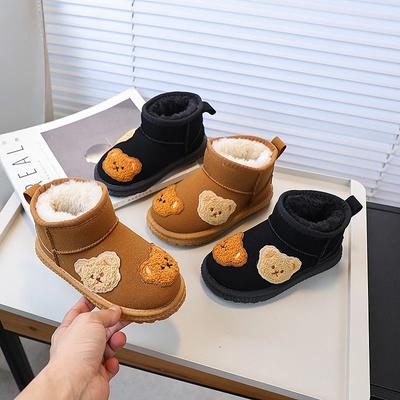 Kids Snow Boots Cute Bear Children's Winter Boots for Girl Thickened Plush Cartoon Fashion Toddles Outdoor Ankle Cotton Boots