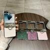 For Samsung Galaxy Z Flip7 FE 5G/Z Flip6 5G Case Fish Scale Texture Ring Holder PC Rhinestone Phone Cover