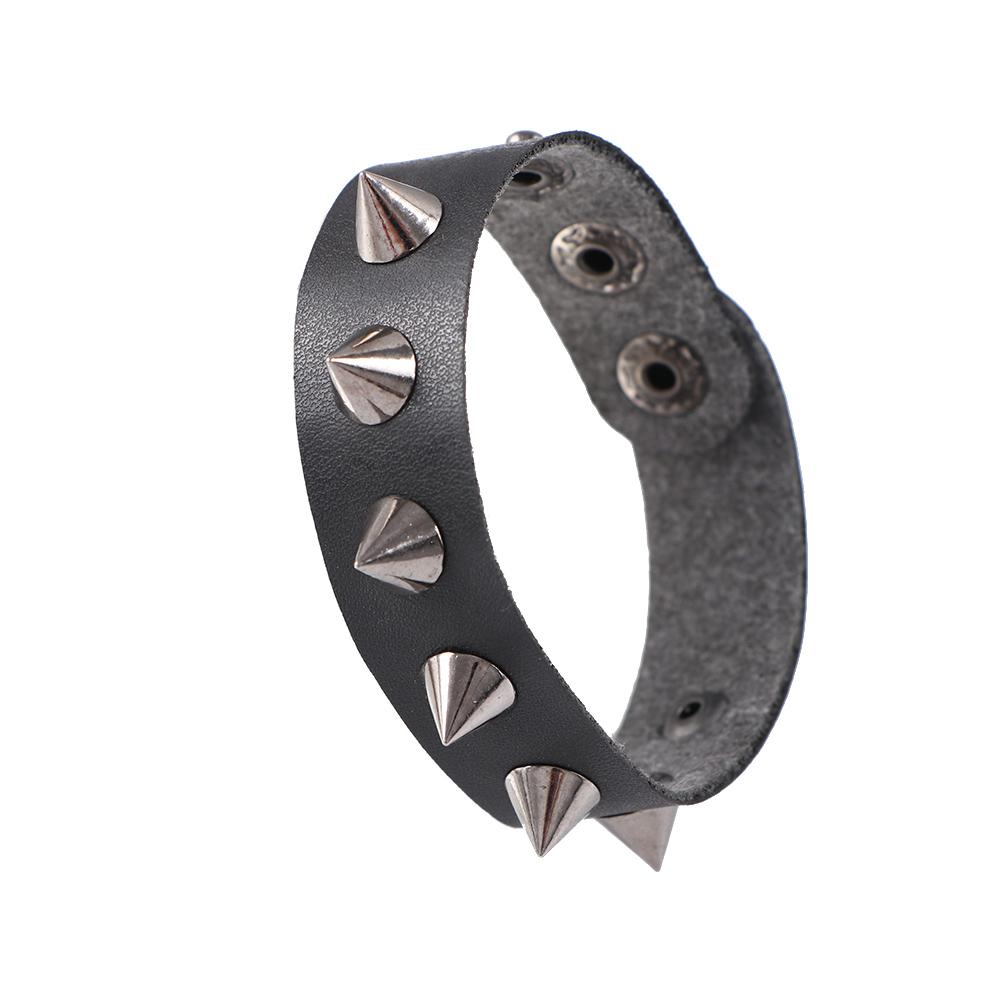 

Retro Adjustable Alloy Gothic Unisex Punk Wristband Jewelry PU Leather Bangles Rivet Bracelets One-row чёрный
