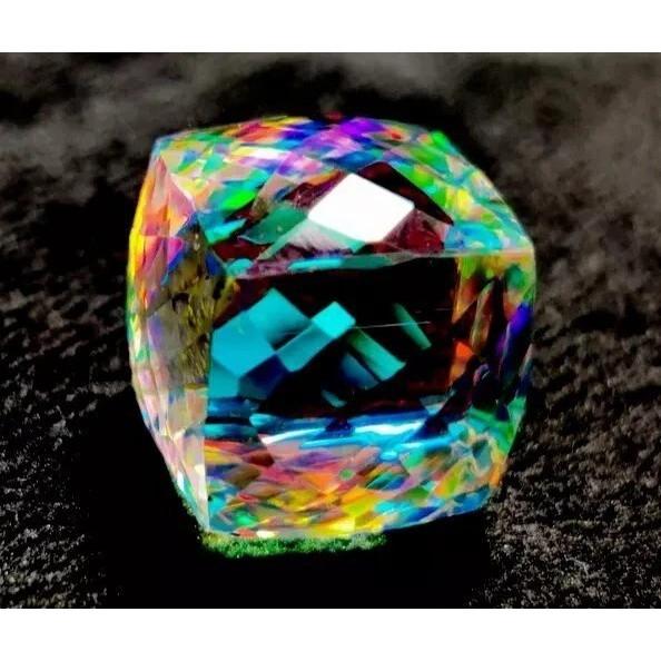 Mystic Topaz Fancy Cube Cut Rainbow Colour Natural Certified Gemstone