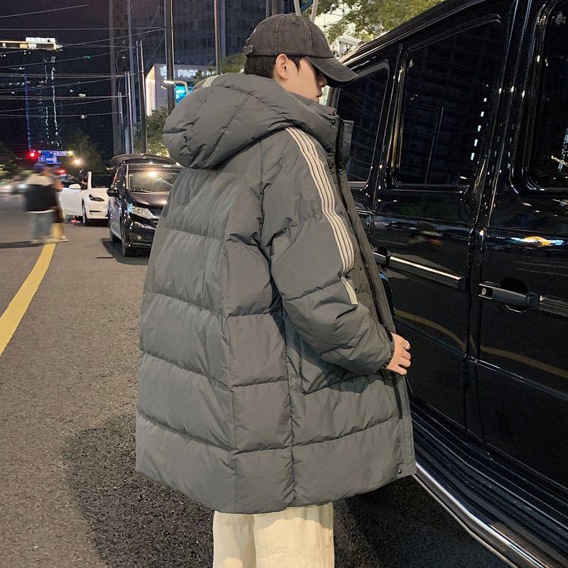 Men's 2025 Mid-length Down Jacket - Winter Thickened Casual Hooded Outerwear for Youth Fashion and Cold Protection