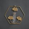 Test Tube Iron Ginkgo Wall Hanging Vase Flower Storage Rack Hanging Planter  Home/Office Decor