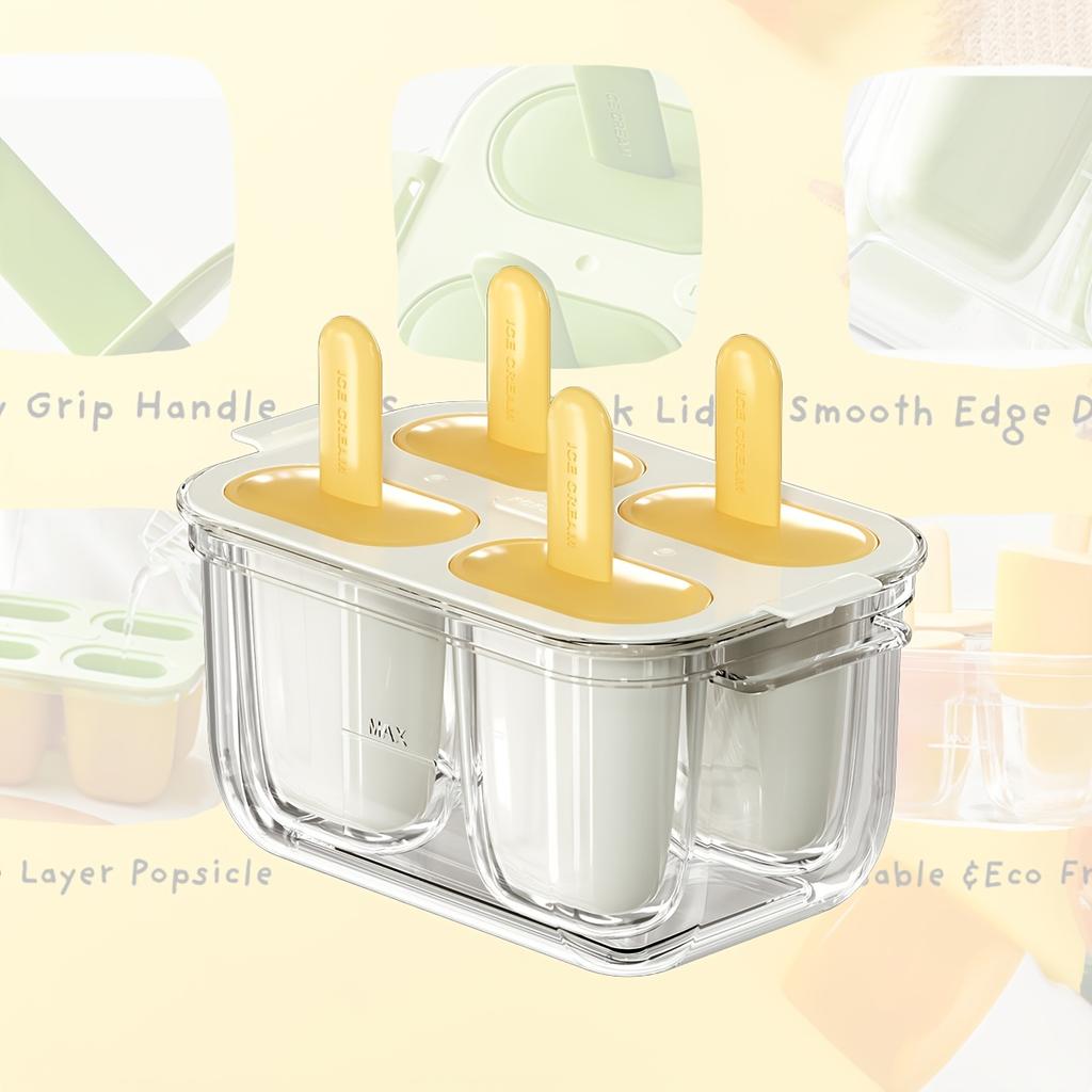 1 st Lättsläppt Glassform-4 Läcksäkra Formar för Juice/Frukt. BPA-fri, transparent, släpp med varmt vatten. Verktyg för hemgjord glass