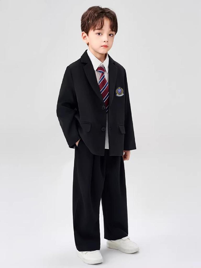 [Qichenk] Uniforme Scolastica, Cerimonia di Diploma, Ragazzi, Bambini, Scuola Elementare, Uniforme per Bambini, Tragito Scolastico, Completo da Uomo, Set Completo 5 Pezzi,