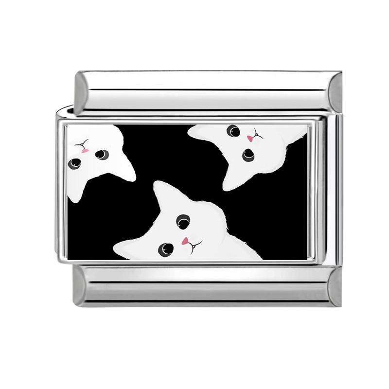 Neue Black Series NO.8 Ballaugen Blume Katze Italienische Glieder Anhänger Passend für 9mm Edelstahl Geschenk Modulares Armband Schmuckherstellung