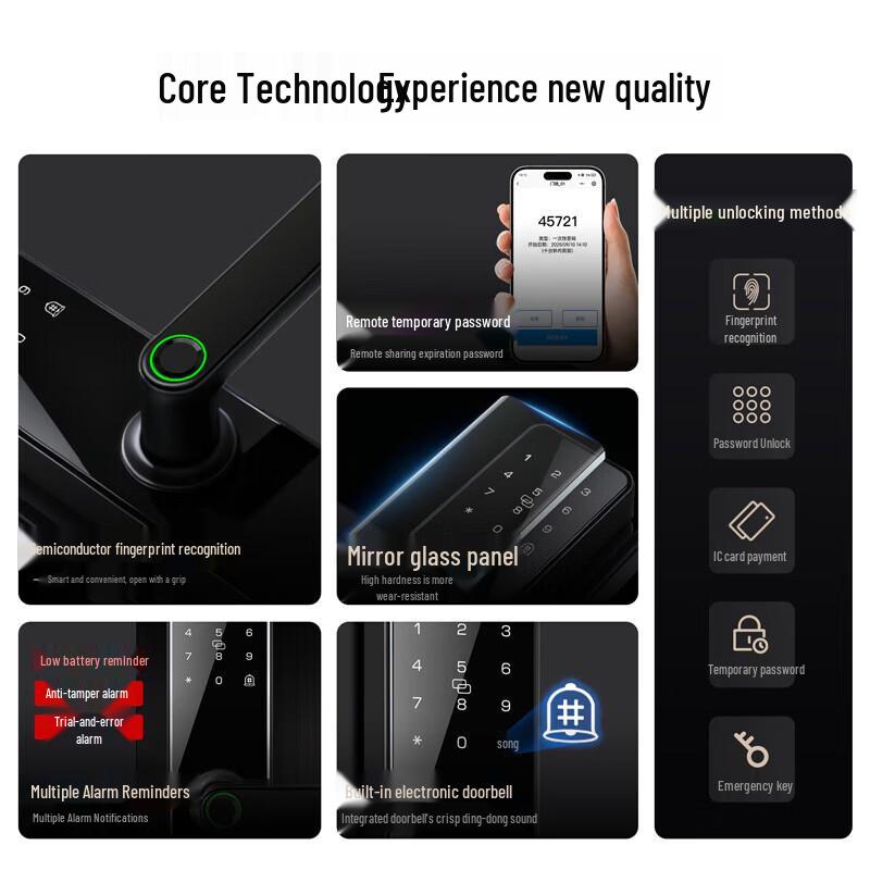 ZUCON Smart Fingerprint Password Lock for Wooden Doors CN plug (adapter included)