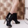 Bling High Heels Rabbit Fur Boots Women Plush Warm Platform Shoes Elegant Crystal Lady Wedding Party High-heeled Shoes Drf78