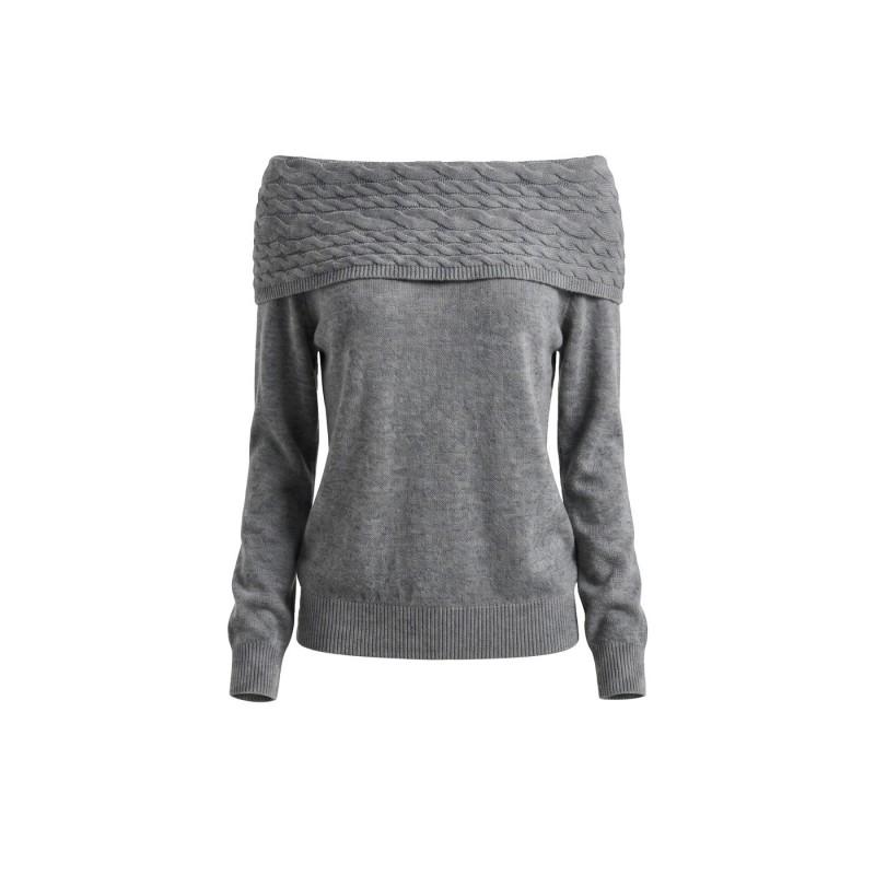 HeyHenry Womens Knit Sweater - Off Shoulder Slim Fit Fall Winter Solid Color Korean Style Pullover