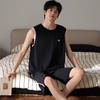 Pure cotton men's pajamas sleeveless vest men's suit 1011 summer new loungewear can be worn outside 100% cotton