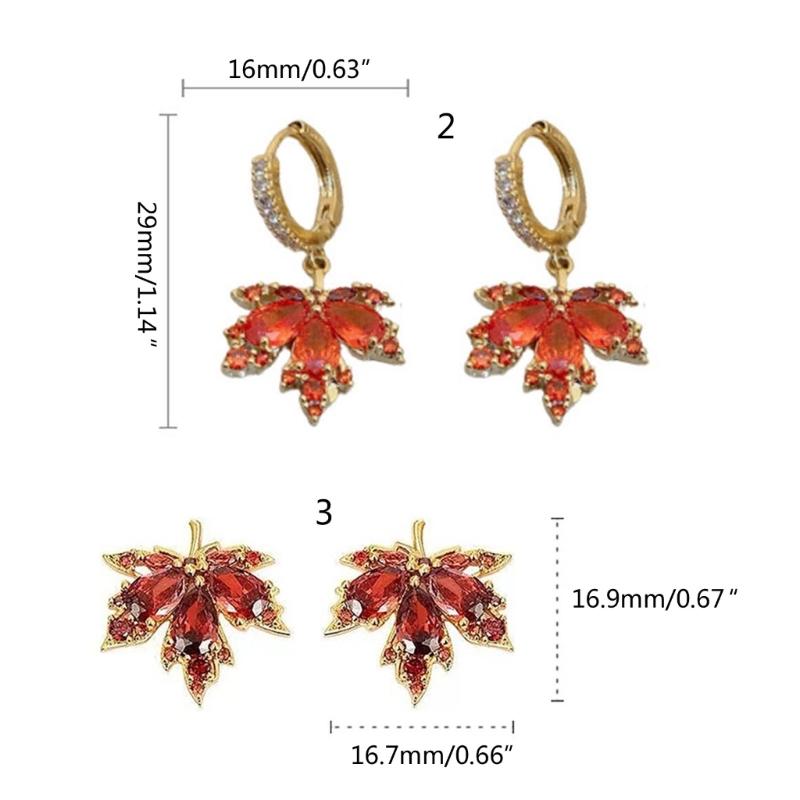 Elegant Red Crystal Maple Leaf Earrings Fashion Tassels Ear Ring Temperament Rhinestone Earwear Trendy Statement Pieces