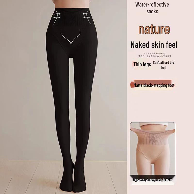 Waterlight Black Sheer Fairy Stockings: High Waist, Tummy Control, Cold Resistant, Thickened & Velvet Lined Pantyhose
