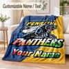 Custom Text Flannel Blanket Penrith Panthers Print Warm Cozy Blanket Home Sofa Bedding