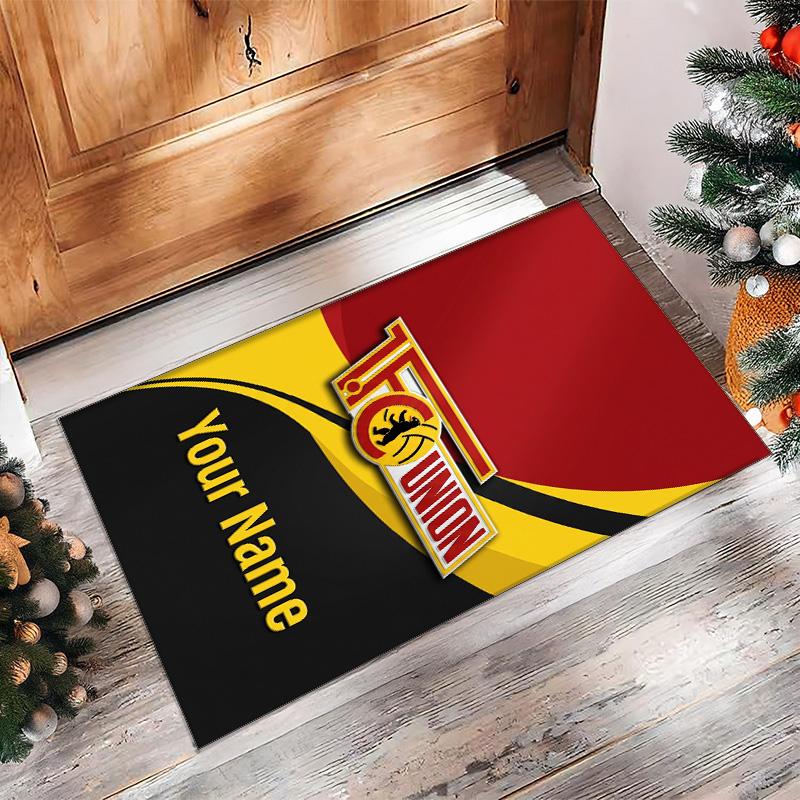 Union Berlin FC Printed Crystal Velvet Rug Non‑Slip Crystal Velvet Carpet For Sofa Bedroom Indoor Home Decoration