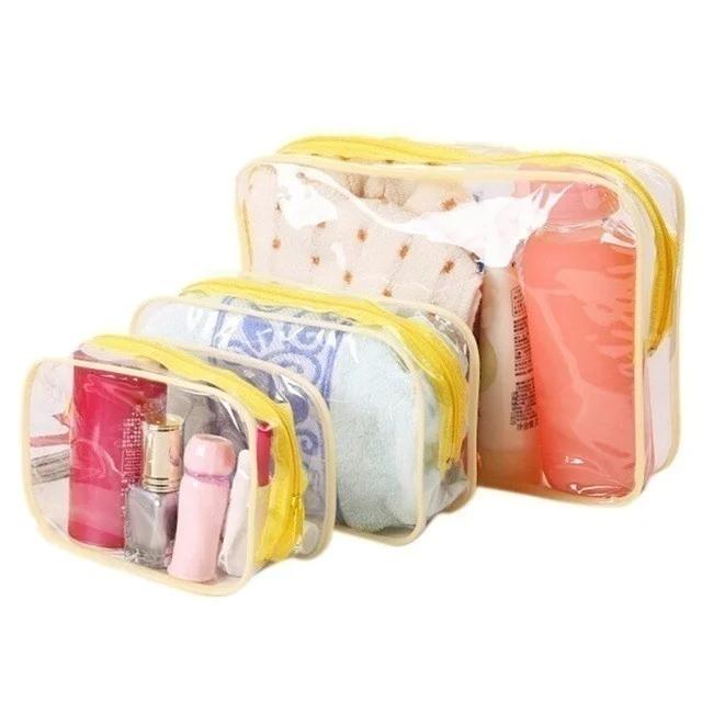 Cute Toiletry Bag Stand Cosmetic Bag For Women Clear Zipper Makeup Bag Travel Female Makeup Brush Holder Organizer Toiletry Bag