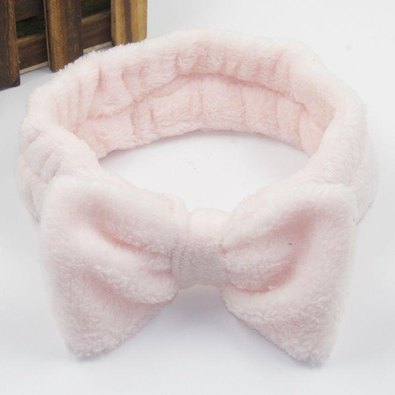 Coral Fleece Bow Headband, Women'S Wide-Edge Face Wash Headband, Solid Color Plush Hair Band, Simple Hair Accessories.