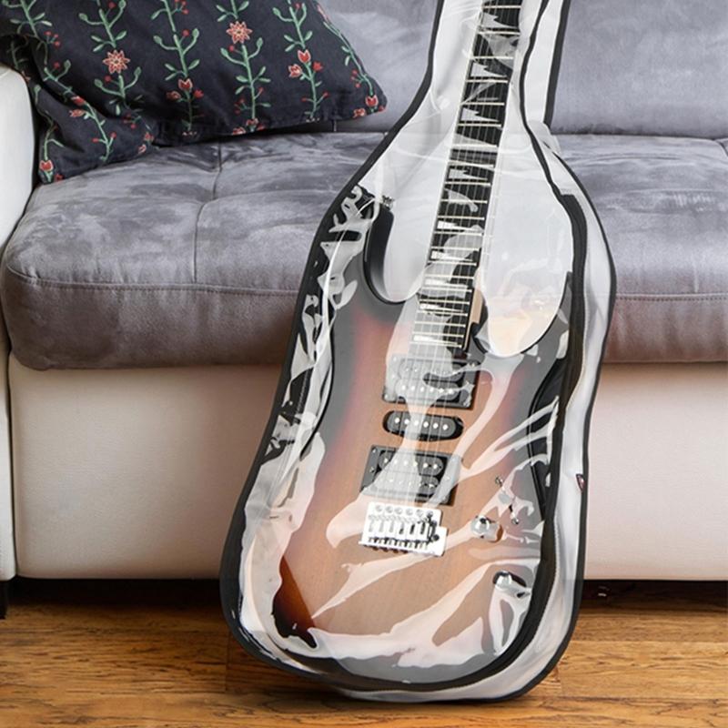 Clear Guitar Storage Case with Double Zipper Acoustic Guitars Bag Protector for 39inch Electric Guitar Accessory