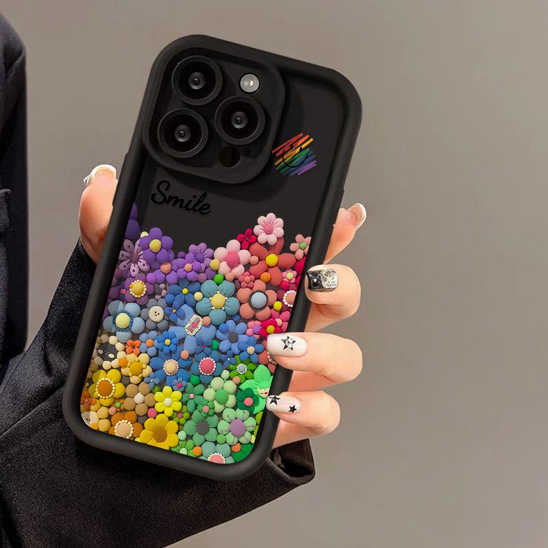 

Чехол для телефона Cute Smile для iPhone 16, чехол для iPhone 15 Pro 12 13 14 Pro Max XS XR X 7 8 Plus SE 2020, мягкий силиконовый чехол с подсолнухами iPhone 15 Pro Max чёрный