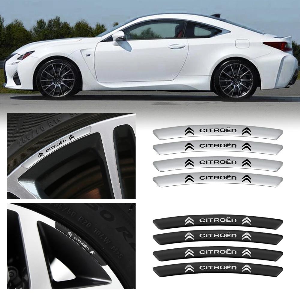 CEDM2 4Pcs Citroen Car Wheel Hub Styling Sticker Decoration Strip For C8 DS3 C6 C3 Vts C4 Saxo C4L C5 C2 C1 Xsara C3-XR Picasso Cactus