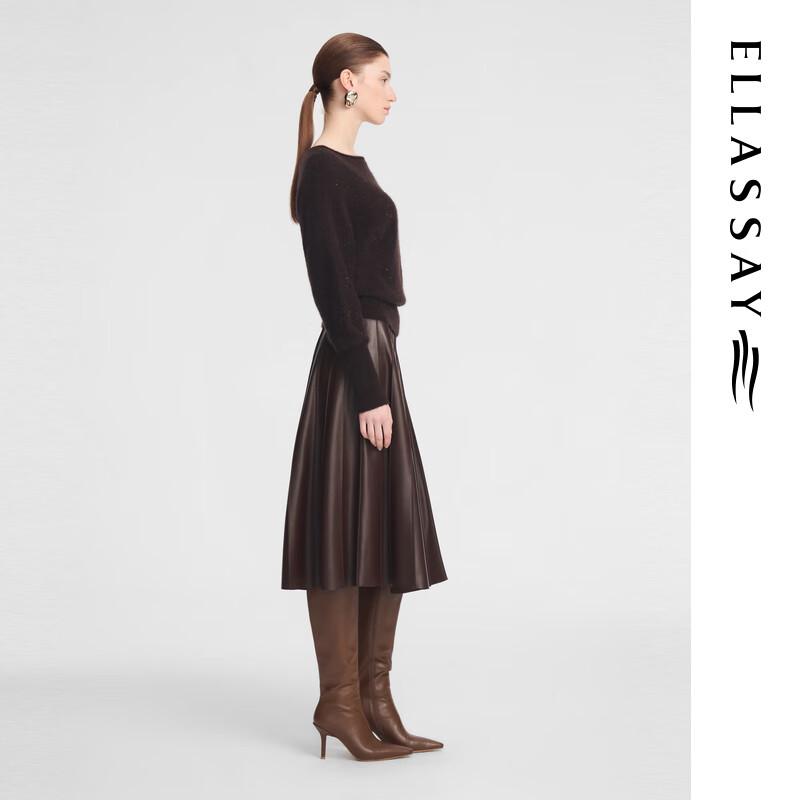 ELLASSAY Women's Off-Shoulder Sequin Silk Cashmere Knit Top