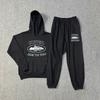 Corteiz Classic Series Ship Print Logo Thin Plush Loop Hooded Sweater, Trendy Men's and Women's Casual Sweatpants