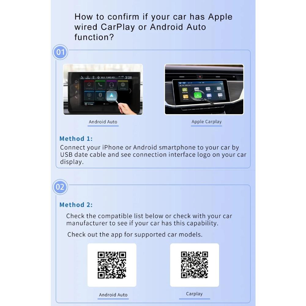4-in-1 Bluetooth Wireless Carplay Adapter Android Auto Connect Airplay Mirror Link Screen Plug and Play for Apple and Android