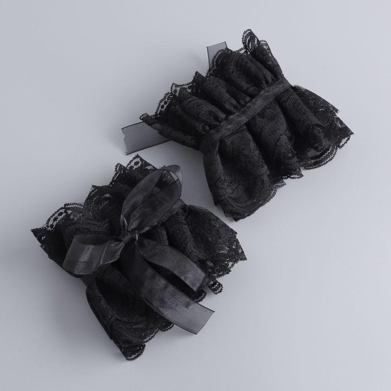 Elegant Lace Jabot Collar Detachable Hollow Design Wrist Cuffs Victorian Style Cosplay Accessory For Women Party Costume