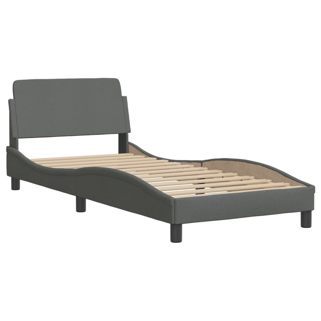 LED Bed Frame without Mattress  Hvar  Dark Grey 90x200 cm Fabric