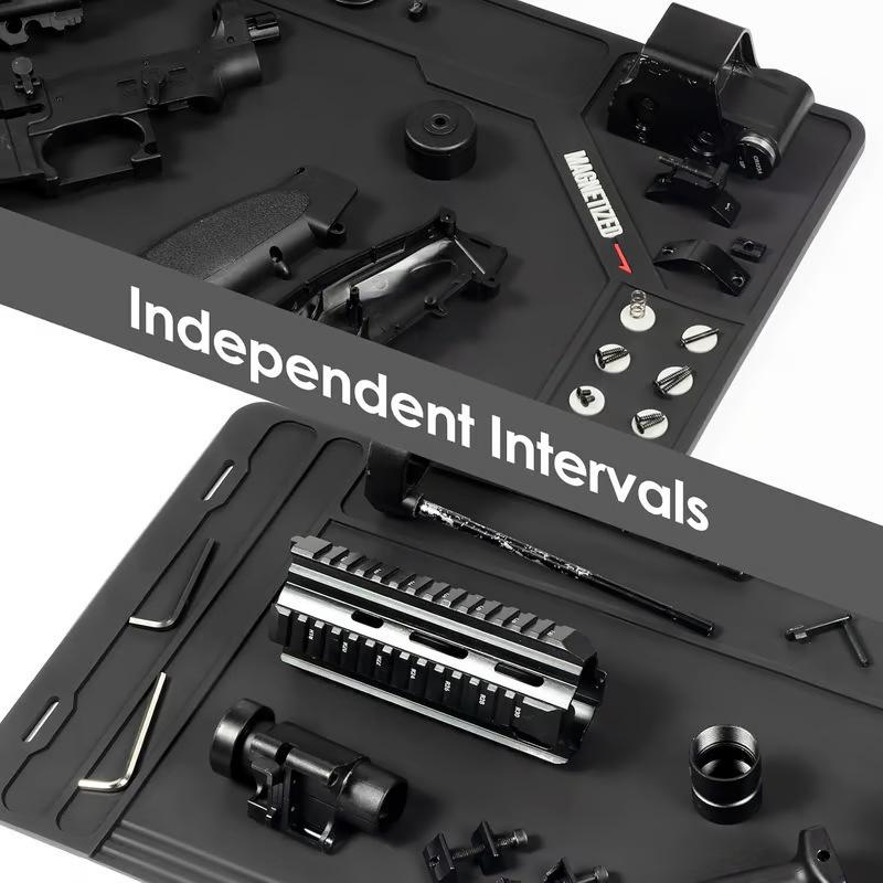 Gun Cleaning Mat Rifle Pistol Gun Mat With Magnetic Dots Non-Slip With Organizer Parts Tray Protective Workbench Mat
