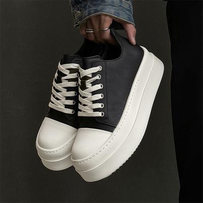 Móda Street Style Ležérní Kožené Pánské Boty Mládežnické Boty se Silnou Podrážkou Nový Design Volnočasová Chůze Pánské Tenisky Vulkanizovaná Obuv