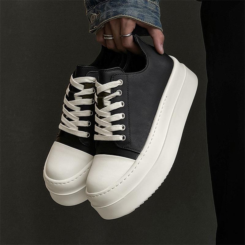 Fashion Street Style Casual Leather Men Shoes Youth Teenage Thick Bottom Shoes New Design Leisure Walk Male Sneakers Vulcanize Footwear