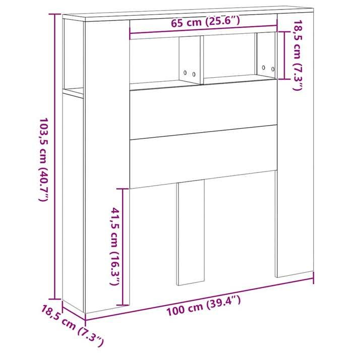 VidaXL LED Headboard Old Wood 100x18.5x103.5cm Engineered Wood, Headboard, Headboard with Shelves, Headboard 857682